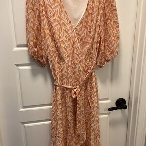 Lucy Paris 3/4 sleeve wrap ruffle Midi Dress medium